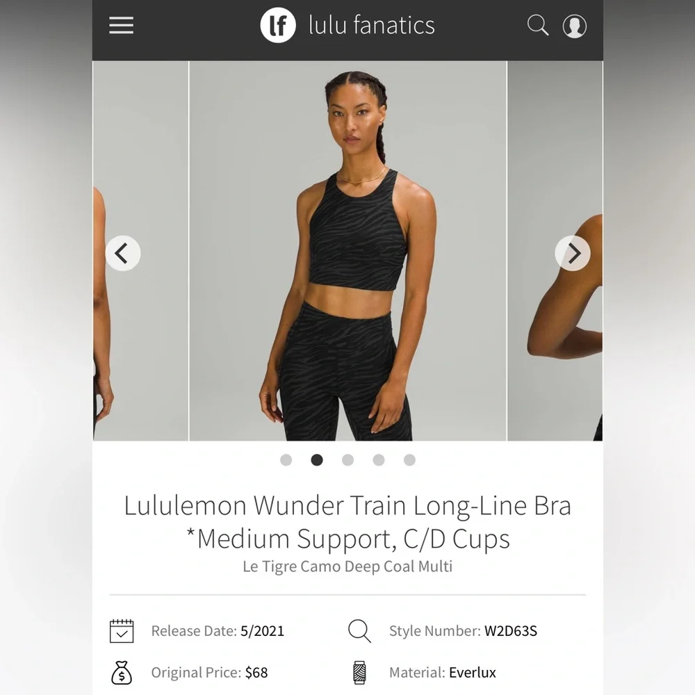 Lululemon Wunder Train Long-Line Bra *Medium Support